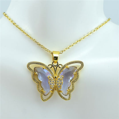 Crystal Glass Butterfly Necklace