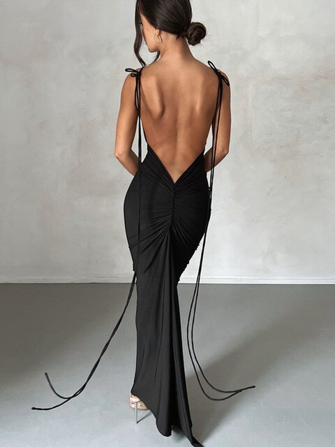 Backless Wrap Hip Long Sling Dress