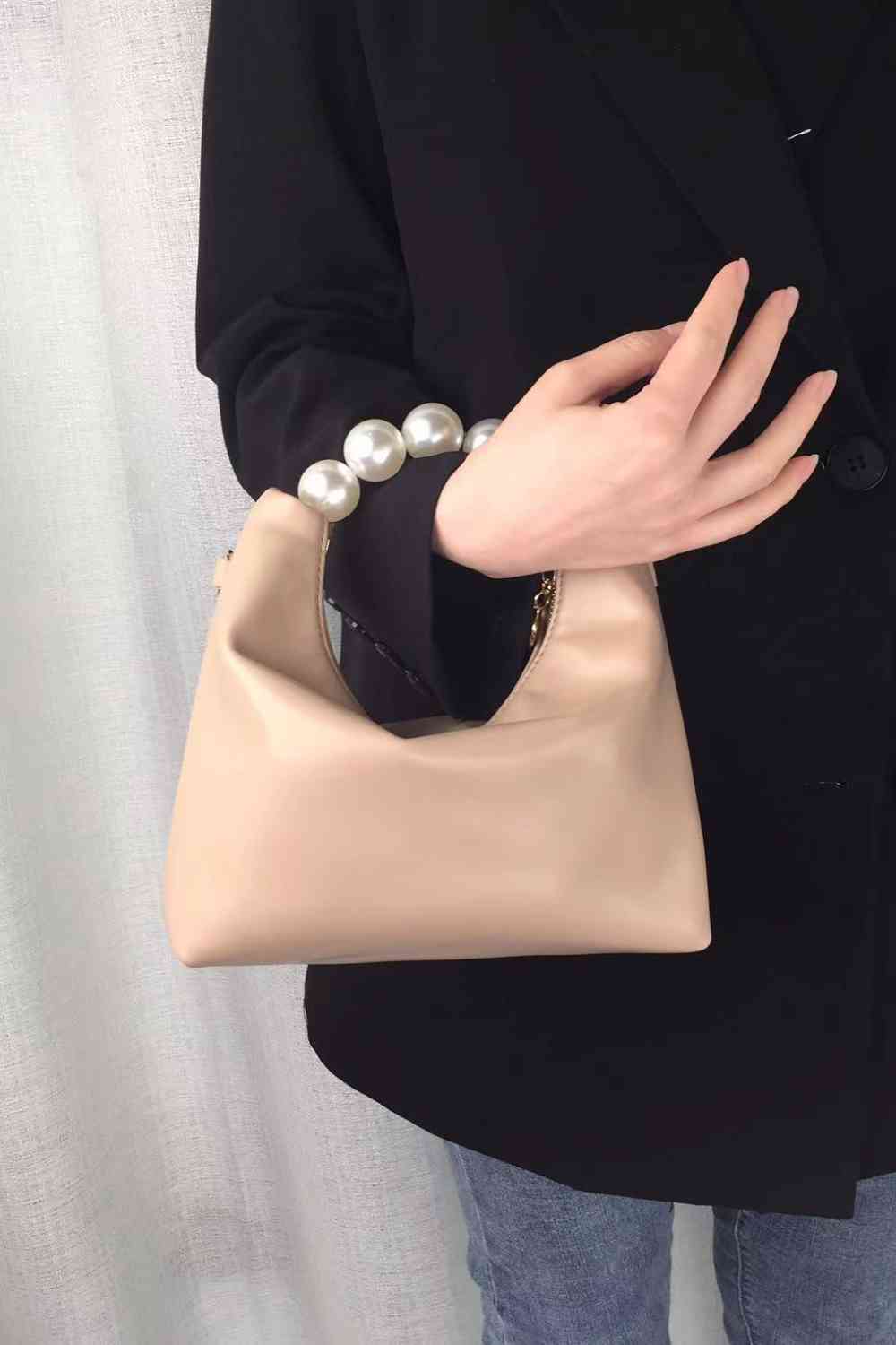 Adored PU Leather Pearl Handbag