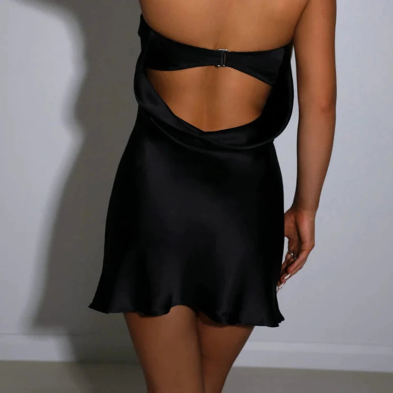 Strapless Satin Mini Dress