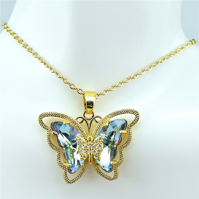 Crystal Glass Butterfly Necklace