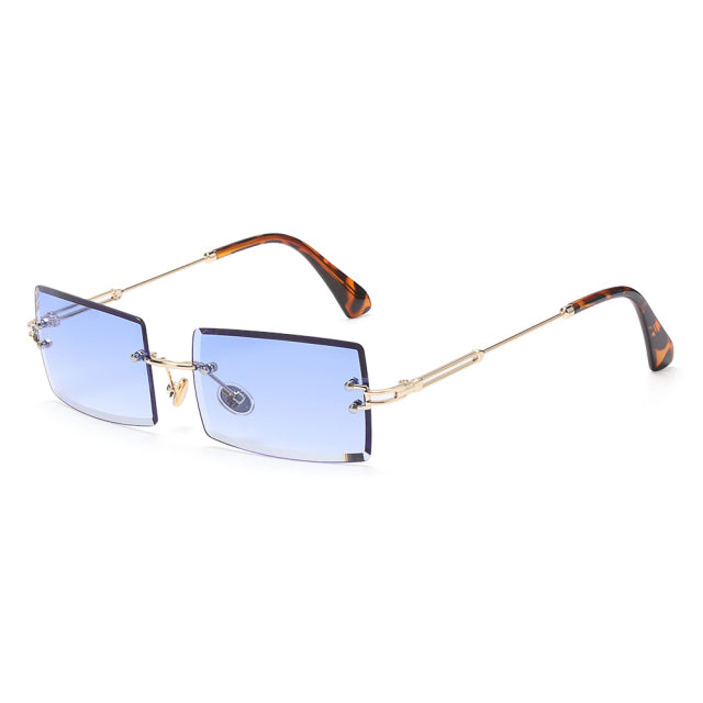 Rimless Small Rectangle Sunglasses UV400 Eyewear