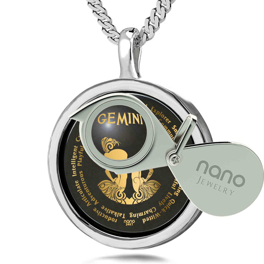 Gemini Necklaces for Lovers of the Zodiac 24k Gold Inscribed