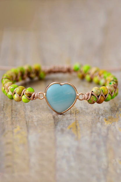 Handmade Heart Shape Natural Stone Bracelet