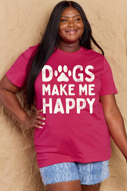 Simply Love Full Size DOGS MAKE ME HAPPY Graphic Cotton T-Shirt