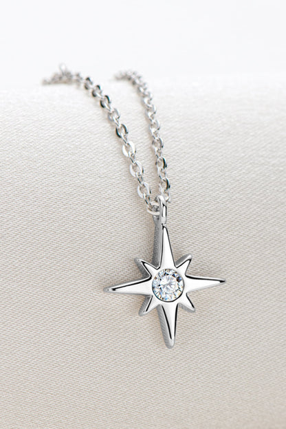 Moissanite North Star Pendant 925 Sterling Silver Necklace